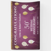 50e Jubileum gouden ballonnen Spandoek (Verticaal)