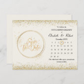 50e Jubileum gouden bruiloft de datum kalender Aankondigingskaart (Voorkant / Achterkant)