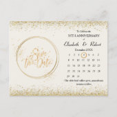 50e Jubileum gouden bruiloft de datum kalender Aankondigingskaart (Voorkant)