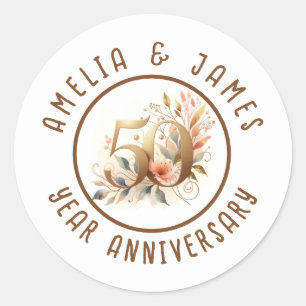 50e Jubileum gouden bruiloft Ronde Sticker