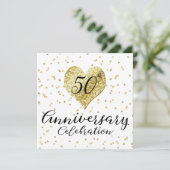 50e Jubileum gouden Confetti bruiloft Kaart (Staand voorkant)