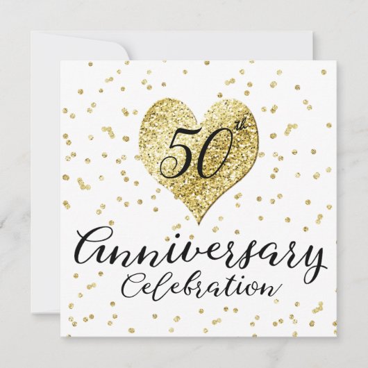 50e Jubileum gouden Confetti bruiloft Kaart (Voorkant)