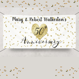 50e Jubileum gouden Confetti bruiloft receptie Spandoek