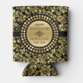 50e Jubileum gouden en zwarte damast Blikjeskoeler (Voorkant)