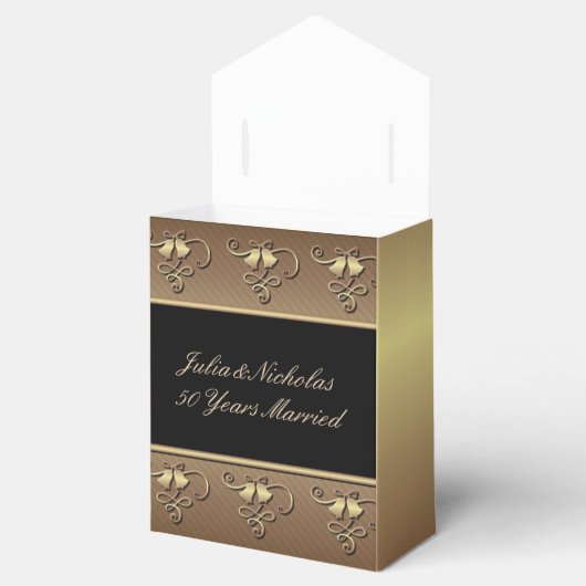 50e Jubileum Gouden en Zwarte Favor Box Bedankdoosjes (Geopend)