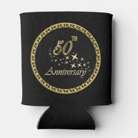 50e Jubileum gouden en zwarte feestdag Blikjeskoeler (Achterkant)