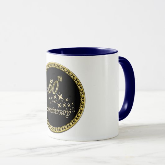 50e Jubileum gouden en zwarte feestdag Mok (Voorkant rechts)
