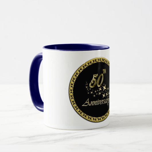 50e Jubileum gouden en zwarte feestdag Mok (Voorkant links)