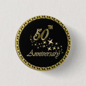 50e Jubileum gouden en zwarte feestdag Ronde Button 3,2 Cm (Voorkant)