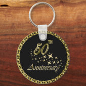 50e Jubileum gouden en zwarte feestdag Sleutelhanger (Voorkant)