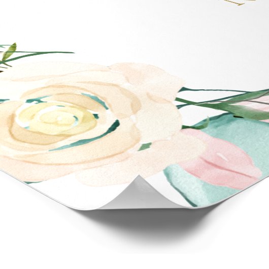 50e Jubileum gouden hart bloemenwelkomstbord Poster (Hoek)