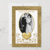 50e Jubileum, gouden hart uitnodiging - wit (Voorkant)