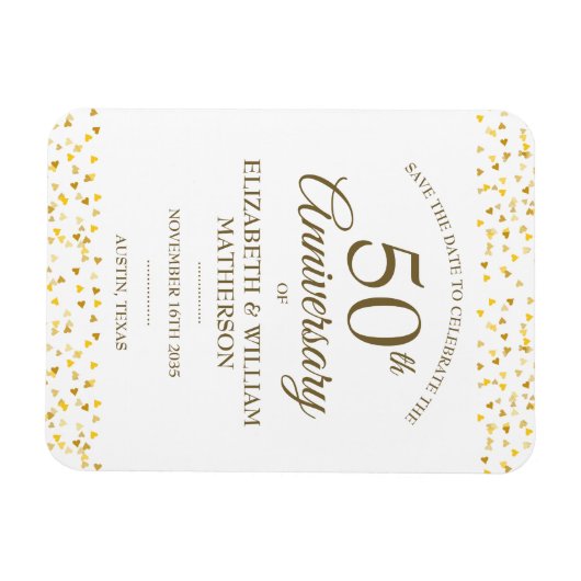 50e jubileum Gouden Harten bewaar de datum Magneet (Horizontaal)