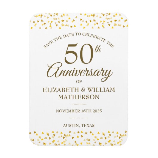50e jubileum Gouden Harten bewaar de datum Magneet (Verticaal)