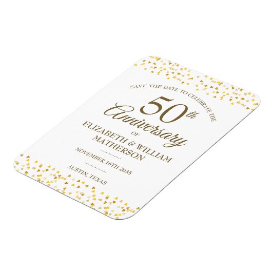 50e jubileum Gouden Harten bewaar de datum Magneet (Linkerzijde)