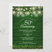 50e Jubileum gouden harten String Lights Wood Kaart (Voorkant)