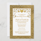 50e Jubileum, gouden hartuitnodiging 2 - wit Kaart (Achterkant)