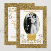 50e Jubileum, gouden hartuitnodiging 2 - wit Kaart (Voorkant / Achterkant)