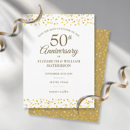 50e jubileum Gouden Love Hearts Save the Date Briefkaart