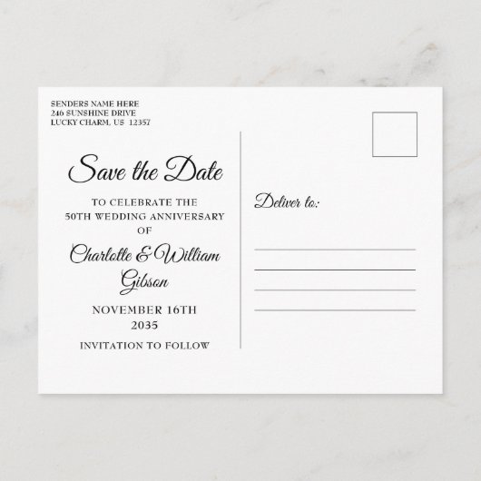 50e Jubileum Greenery Foto slaat de datum op Aankondigingskaart (Achterkant)