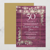 50e Jubileum groen strijklichten rood hout Kaart (Voorkant / Achterkant)
