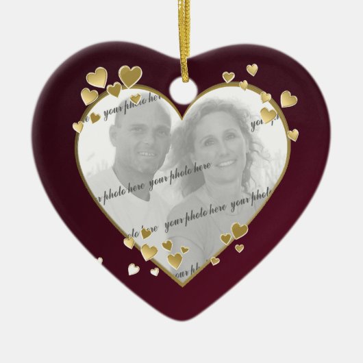 50e Jubileum Hart Foto Keepsake Keramisch Ornament (Voorkant)