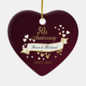 50e Jubileum Hart Foto Keepsake Keramisch Ornament (Achterkant)