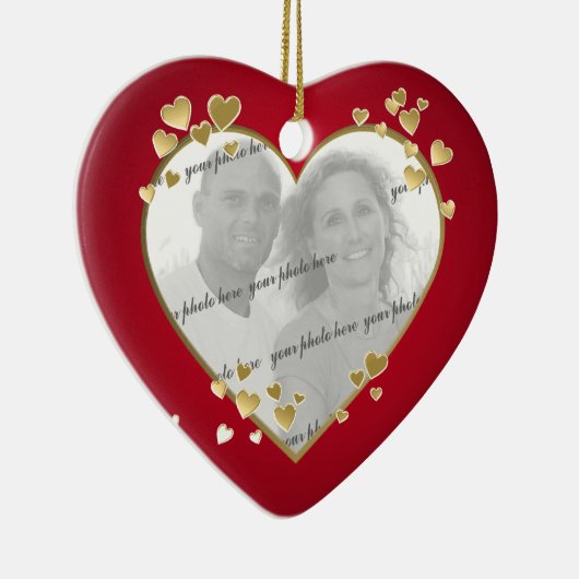 50e Jubileum Hart Foto Keepsake Keramisch Ornament (Rechts)