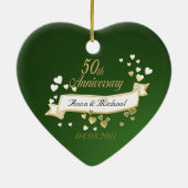 50e Jubileum Hart Foto Keepsake Keramisch Ornament (Achterkant)