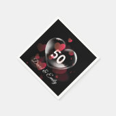 50e Jubileum hartbrok met rood hart Servet (Hoek)