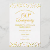 50e Jubileum Hartelijk opslaan Datum goud Folie Uitnodiging (Voorkant)
