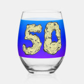 50e Jubileum Harten Blauw Paarse wijnglas Wijnglas Zonder Voet (Voorkant)