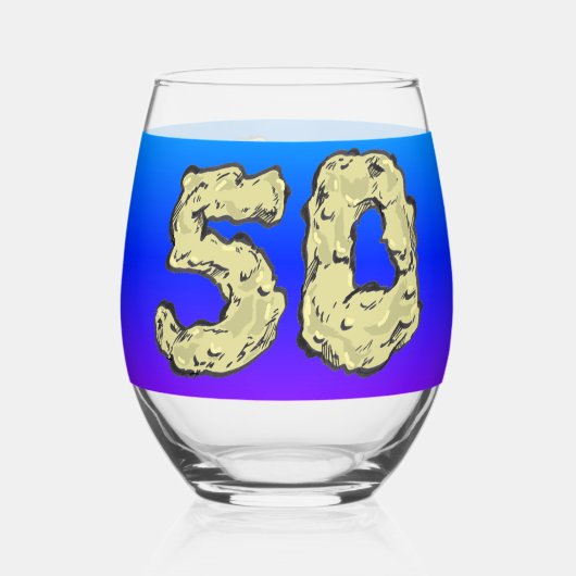 50e Jubileum Harten Blauw Paarse wijnglas Wijnglas Zonder Voet (Voorkant)