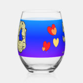 50e Jubileum Harten Blauw Paarse wijnglas Wijnglas Zonder Voet (Links)