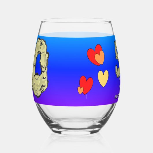 50e Jubileum Harten Blauw Paarse wijnglas Wijnglas Zonder Voet (Links)