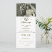 50e Jubileum Heart Confetti Wedding Foto RSVP Kaart (Staand voorkant)
