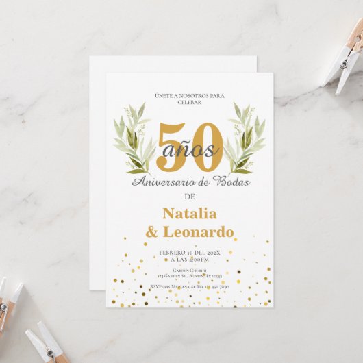 50e Jubileum in het Spaans Kaart (Voorkant / Achterkant in situ)