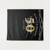 50e Jubileum JAAR NAAR BUITENGEWOON zwart goud Wandkleed (Voorkant (horizontaal))