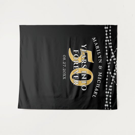 50e Jubileum JAAR NAAR BUITENGEWOON zwart goud Wandkleed (Voorkant (horizontaal))