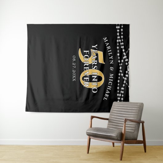 50e Jubileum JAAR NAAR BUITENGEWOON zwart goud Wandkleed (In Situ (horizontaal))