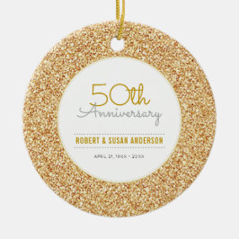 50e Jubileum Keepasje Faux Gold Glitter Keramisch Ornament