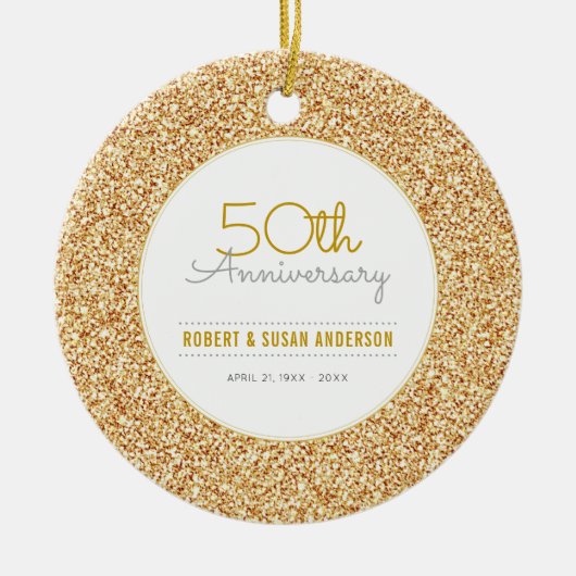 50e Jubileum Keepasje Faux Gold Glitter Keramisch Ornament (Voorkant)
