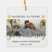 50e Jubileum kerstfoto-ornament Keramisch Ornament (Voorkant)