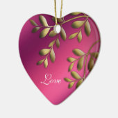 50e Jubileum kerstroze Paars goud Keramisch Ornament (Links)