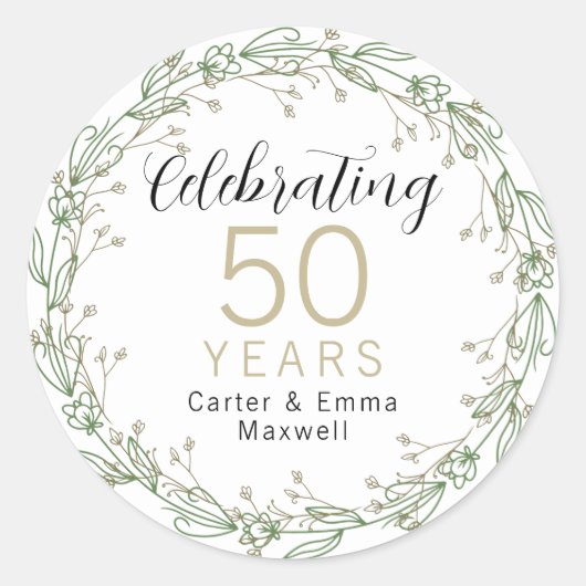 50e Jubileum Klassieke ronde Sticker (Voorkant)