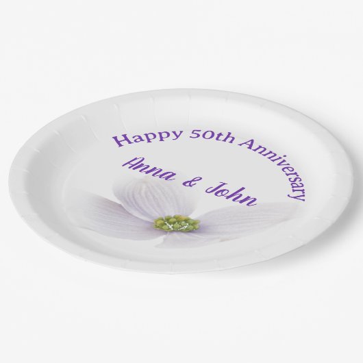 50e Jubileum Lavendel Kosmos fFower Papieren Bordje (Gekanteld)