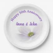 50e Jubileum Lavendel Kosmos fFower Papieren Bordje (Voorkant)