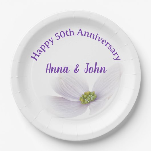 50e Jubileum Lavendel Kosmos fFower Papieren Bordje (Voorkant)