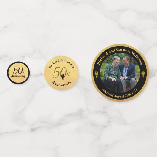 50e Jubileum Lovebirds Fotosjabloon Confetti (Achterkanten)