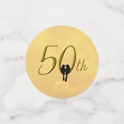 50e Jubileum Lovebirds Fotosjabloon Confetti (Kleine voorkant)